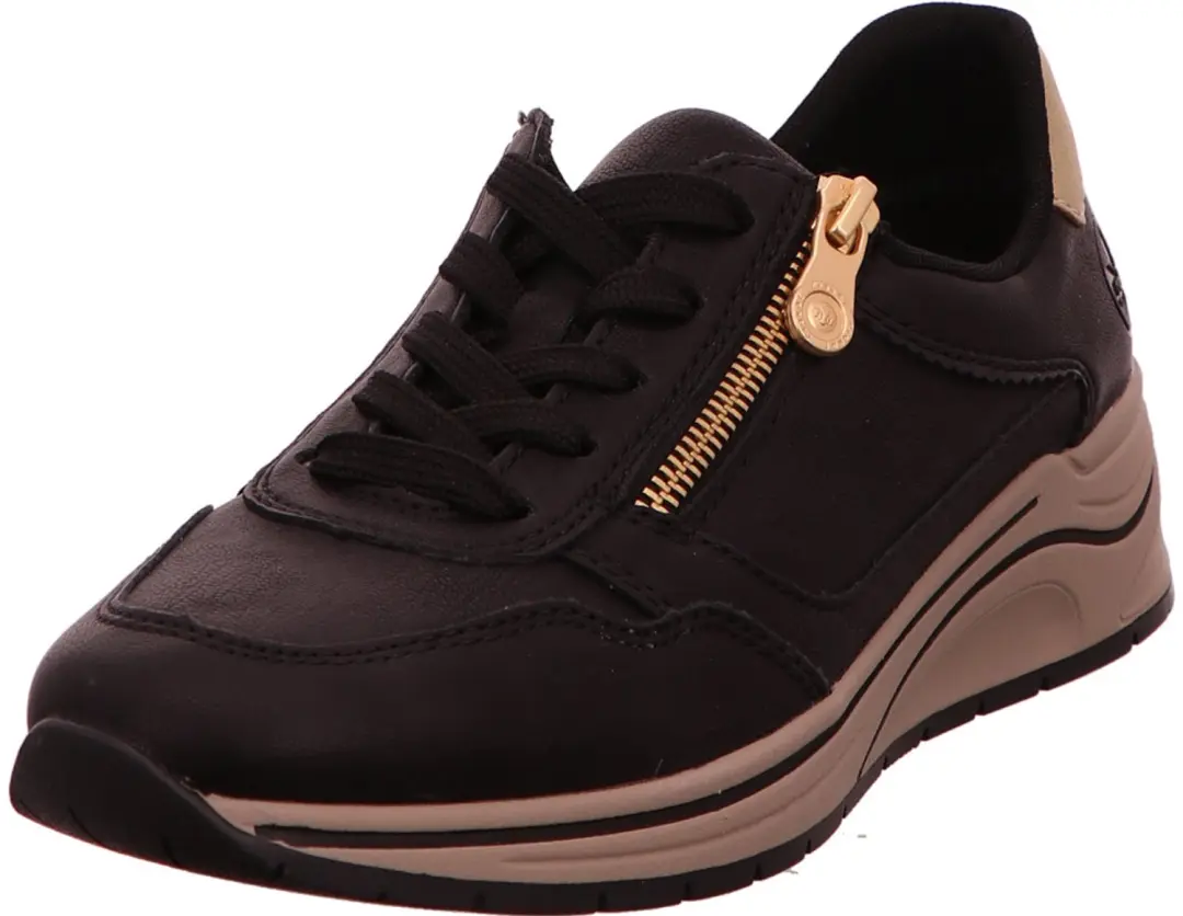 RIEKER-dames-sneaker-veter/rits laag ZWART art N9501 00 maat 41