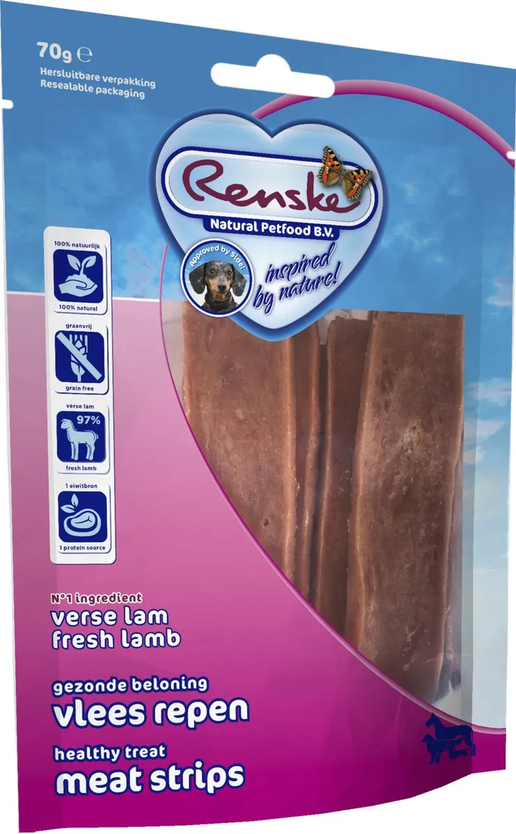 Renske Gezonde Beloning Lam Vleesstrips - 1 Stuk