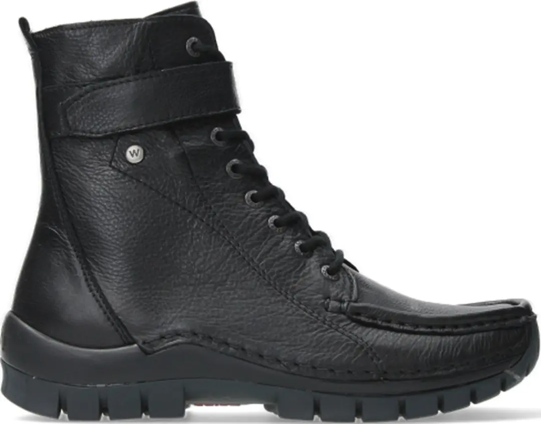 Wolky Reach Hoge Veterschoenen - Zwart Leer - afbeelding 5 van 6