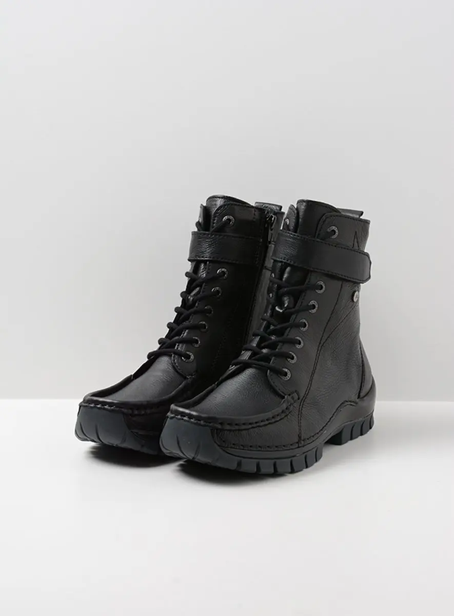 Wolky Reach Hoge Veterschoenen - Zwart Leer - afbeelding 6 van 6