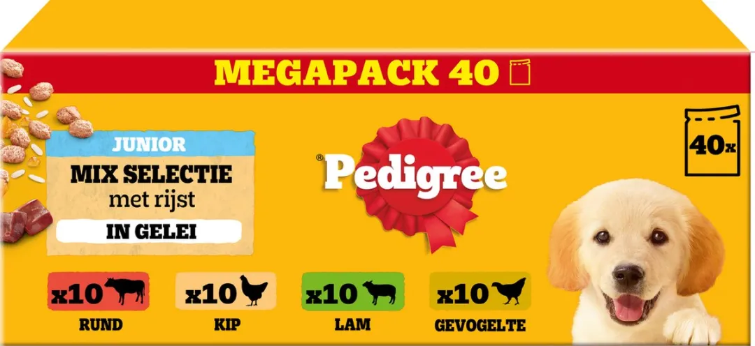 Pedigree Junior Hondenvoer - Mix Selectie in gelei - Maaltijdzakjes - 40 x 100 g
