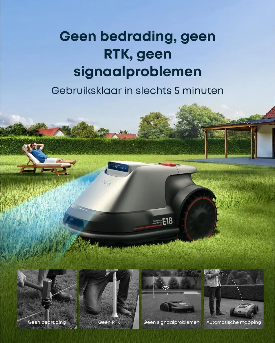 Eufy Robot Grasmaaier E15 800m² - GPS + Vervangende messenset
