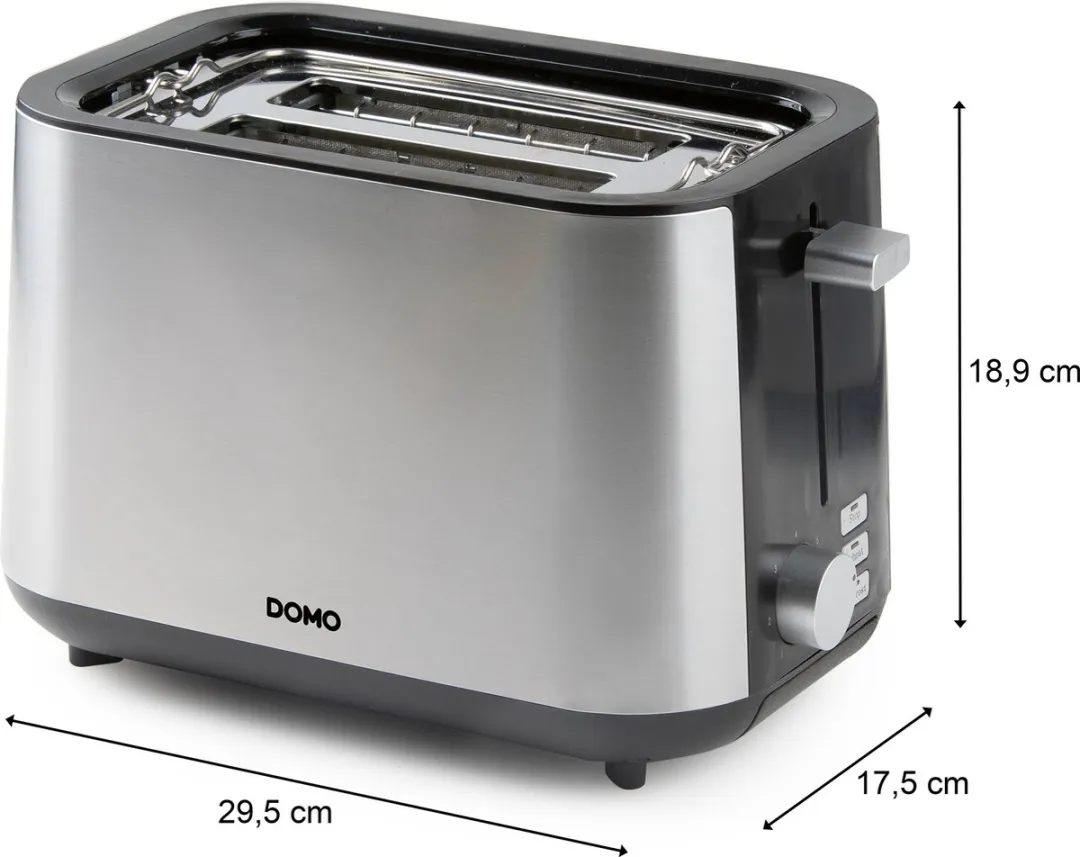 Domo DO966T Broodrooster 900W - 2 Extra Brede Sleuven - Ingebouwd Broodjesrek