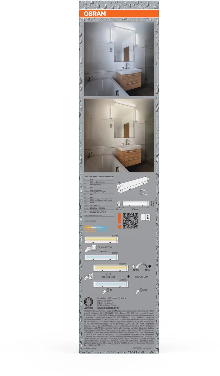 Osram Orbis Tube Bubble Glass 40cm LED Wandlamp - 9W 900lm - Wit
