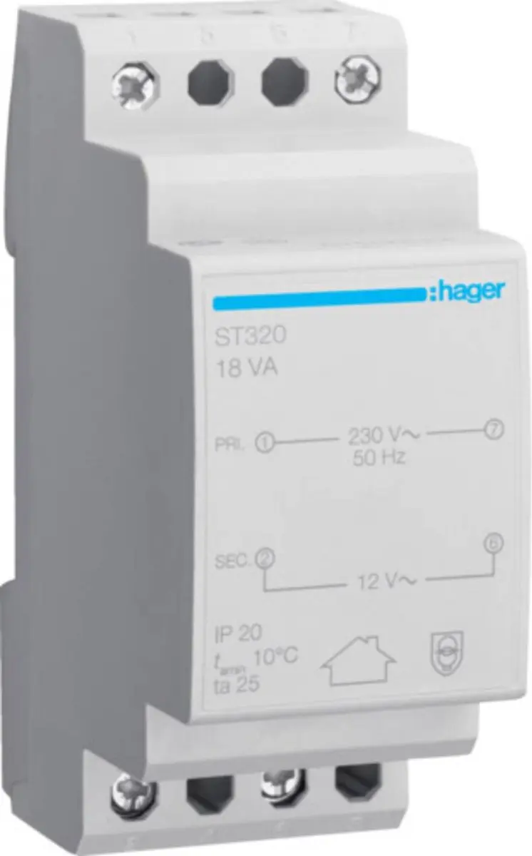 Hager ST320 Veiligheidstransformator 12V 1.5A
