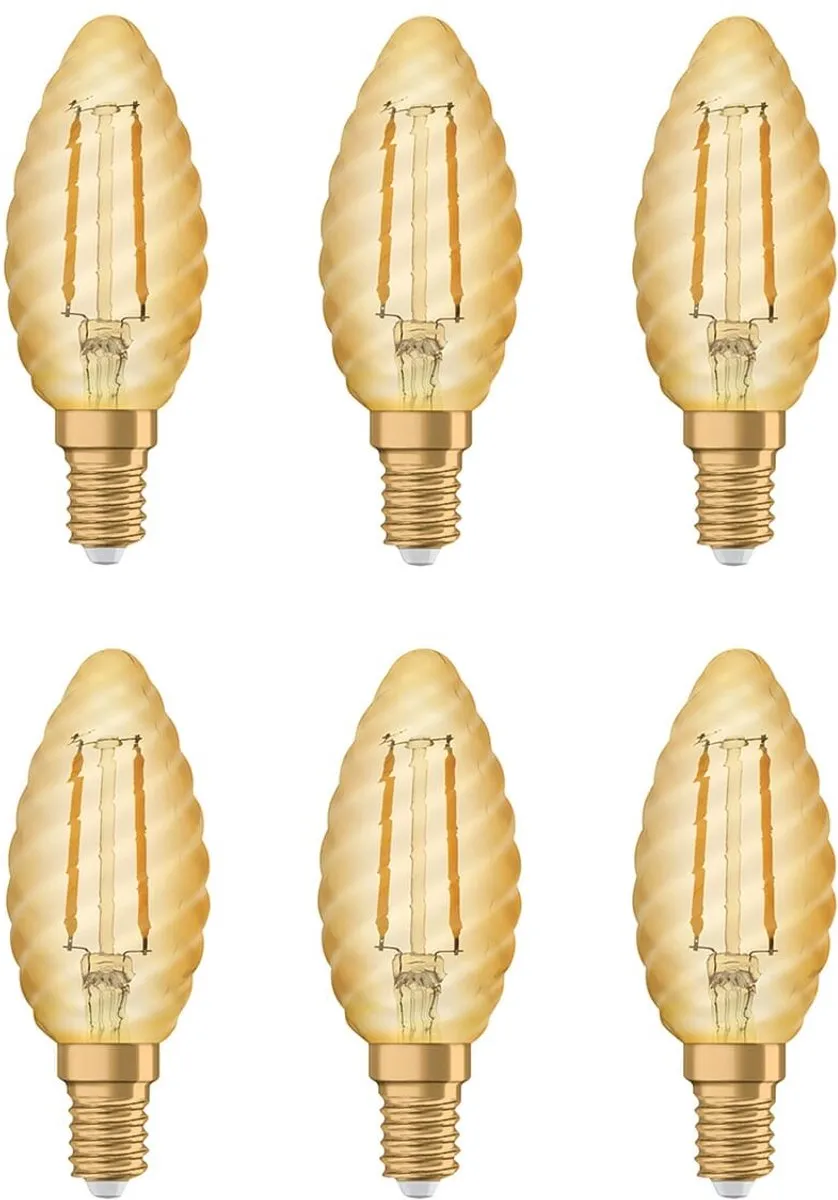 Osram Vintage 1906 LED Kaarslamp E14 2.5W - 6 Stuks - Goud