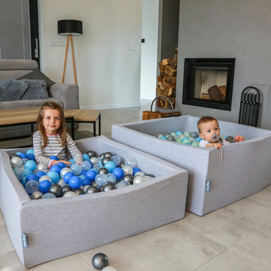 KiddyMoon Kinderballen 50 Stuks ∅7cm - Parel/Blauw/Babyblauw/Transparant/Zilver