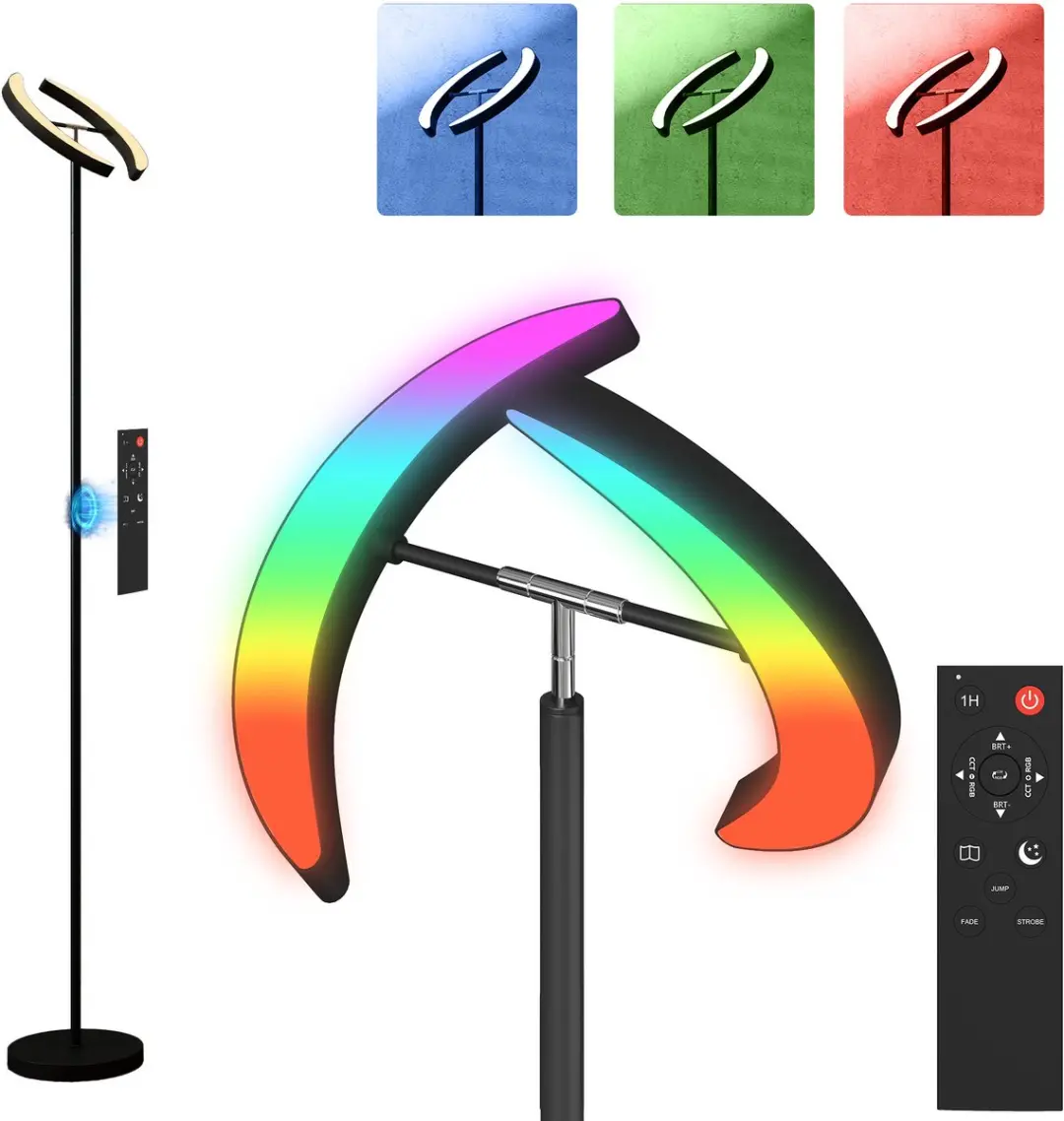 Homcom Floor Lamp-Staal, Kunststof-Ø30 x 188H cm-Zwart