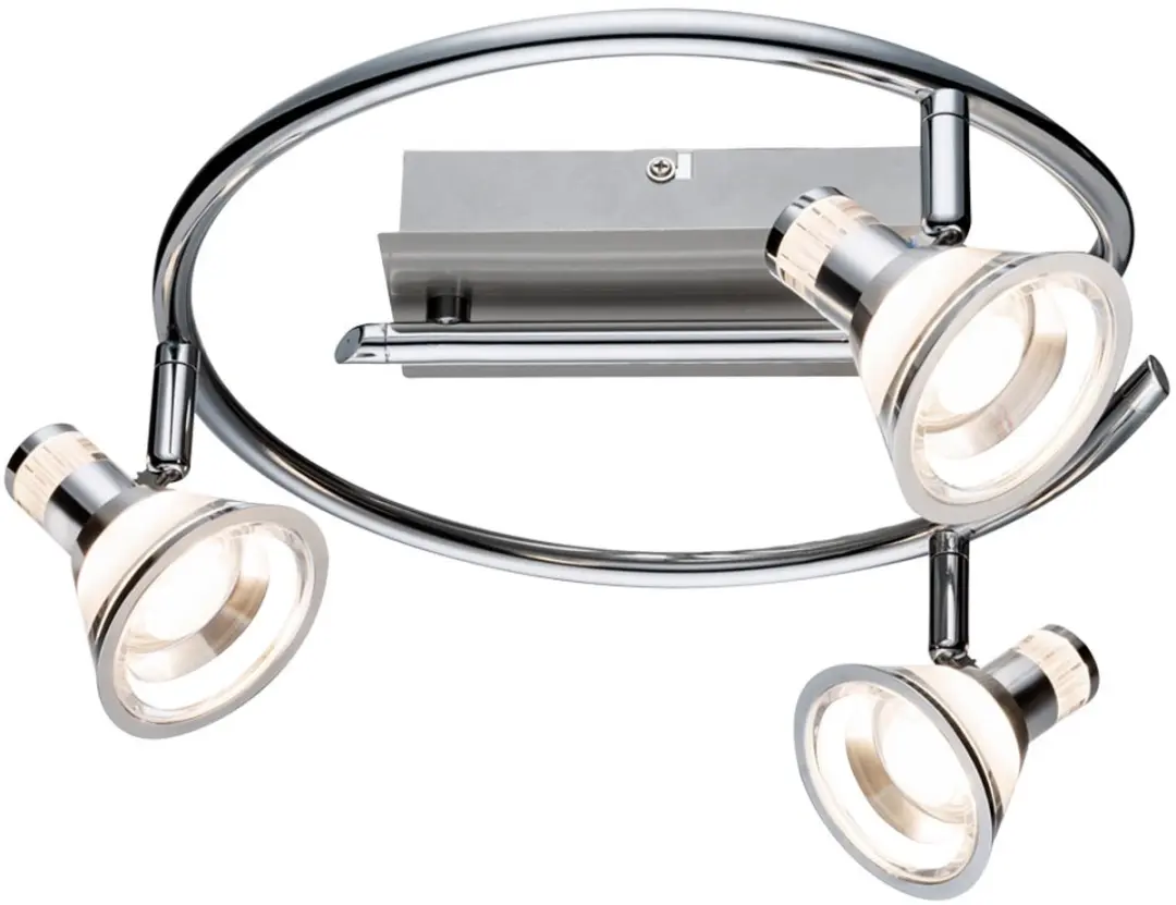 Plafondlamp 3 vlam Spotrondell draaibare plafondlamp chroom, acryl, 3x LED 5 Wat