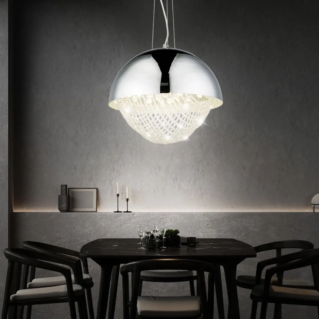 LED hanglamp kristal spot chroom plafondlamp woonkamer verlichting rond 40 cm
