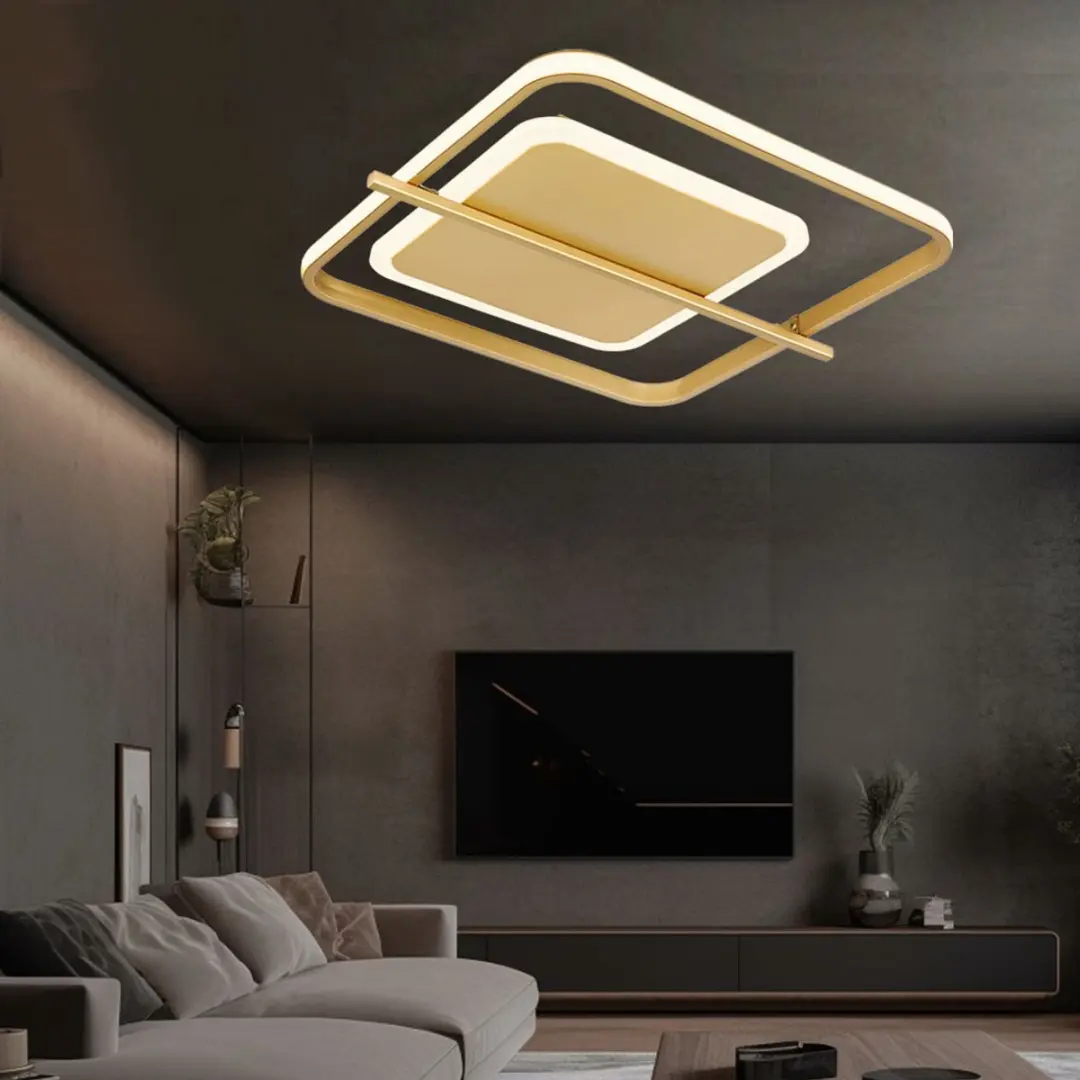 Plafondlamp woonkamer LED licht goudkleurige plafondlamp slaapkamer, aluminium m