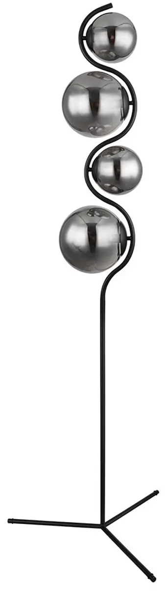 Staande lamp woonkamer gerookt glas 4 vlammen slaapkamerlamp, metaal zwart, 4x E