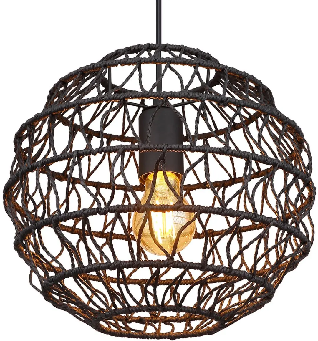 Hanglamp Plafondlamp Woonkamerlamp Eetkamerlamp, metaal zwart papier, 1x E27, H