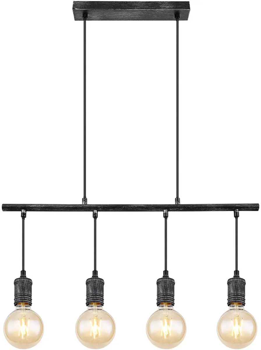 Hanglamp hanglamp eettafel lamp industriële hanglamp woonkamer, 4-lichts, metaa