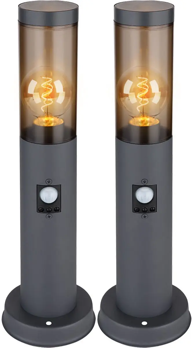 Buitenverlichting Staande lamp rook antraciet buiten met bewegingsmelder Tuinlam