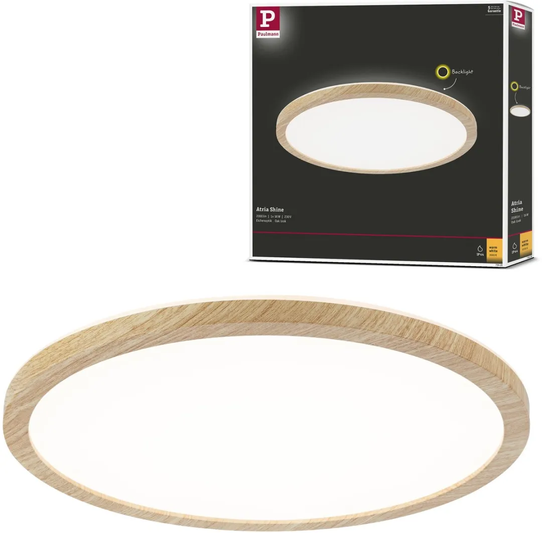 Paulmann Atria Shine LED-paneel 16W 1600lm 3000K Houtlook