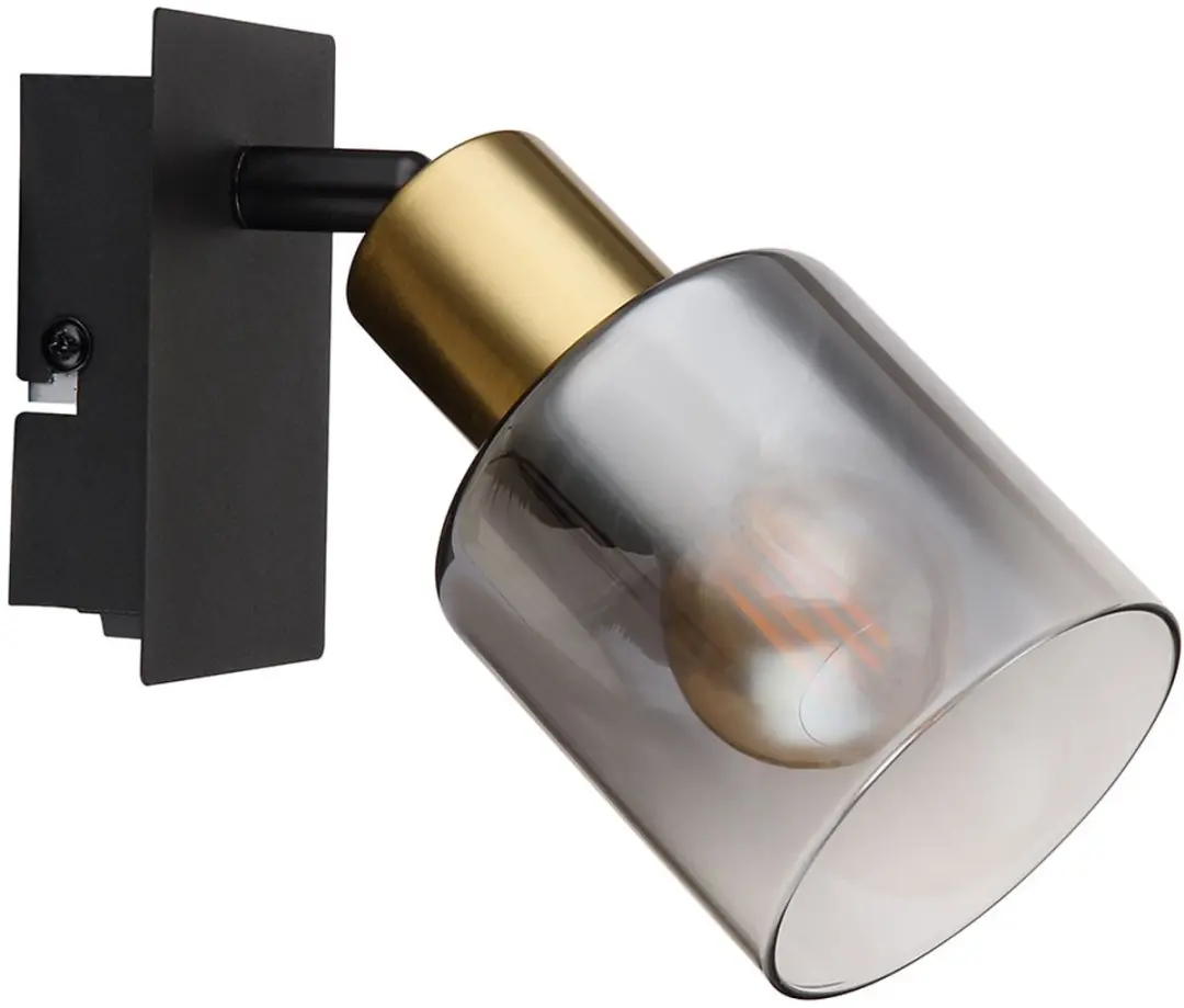 Wandlamp glas zwenkbare wandspot woonkamer zwart goudkleurig, metaal, 1x E14 fit