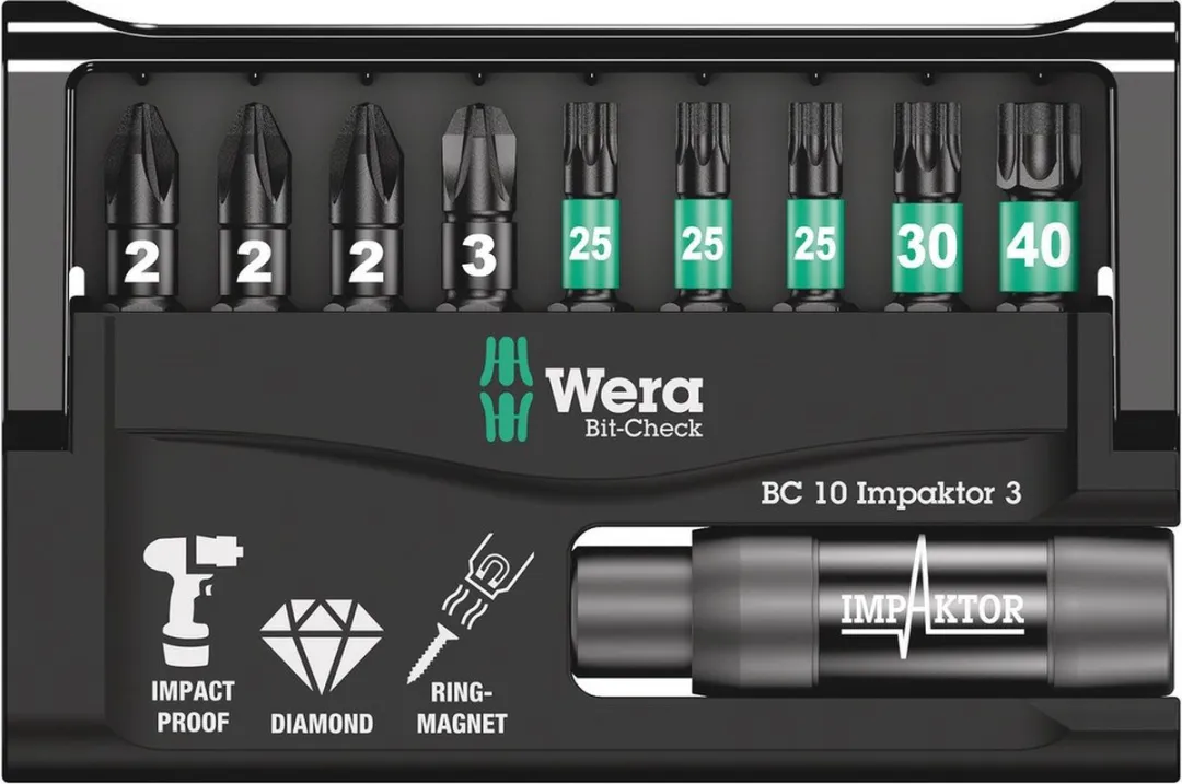 Wera 05057683001 Bitcheck Impaktor Bitverzameling - 9-delig - PZ/TX