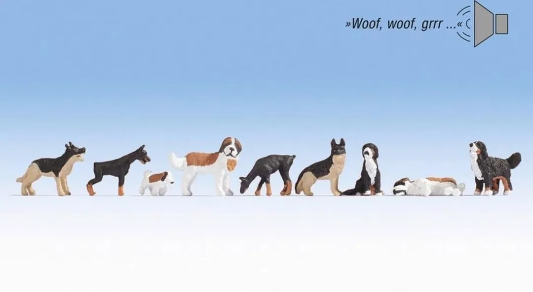 NOCH 0012852 H0 Honden figuren Kant-en-klare module, Scène met geluid