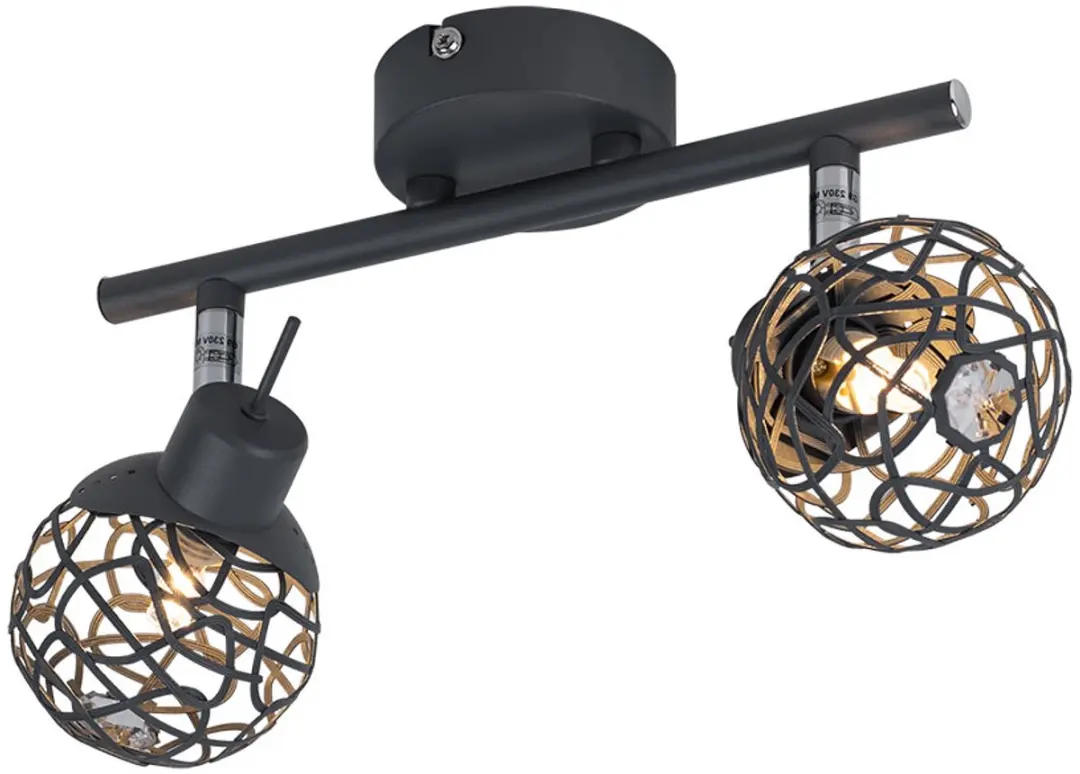 Plafondlamp 2-lichts aluminium plafondlamp eetkamer design grijs aluminium mesh