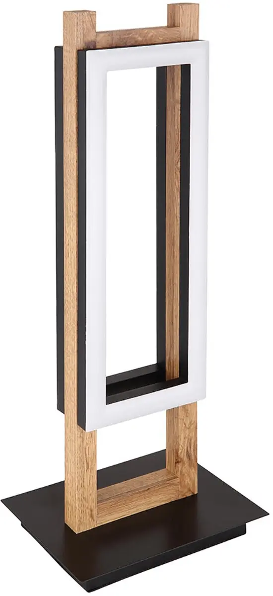 Tafellamp houten lamp slaapkamer tafellamp vintage, 2 vlammen, metaal zwart MDF