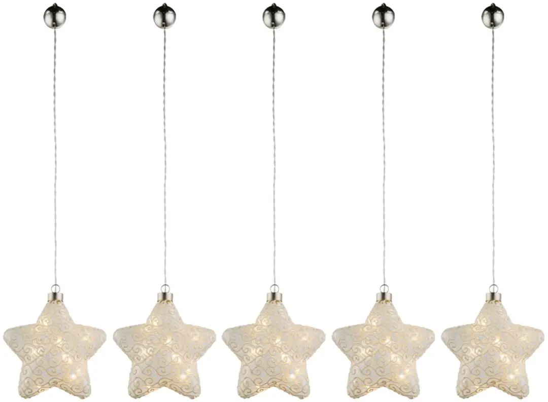 LED kerstster hanglamp kerstdecoratie glazen batterij boom decoratie, wit, BxH 1