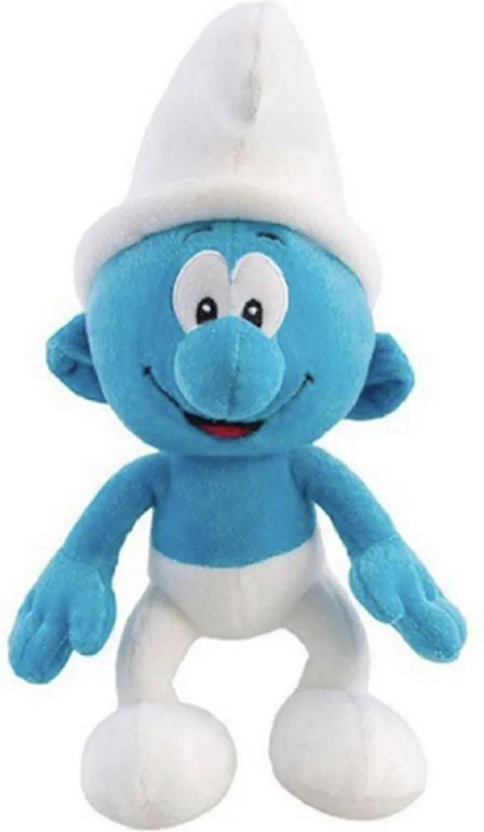 De Smurfen Vrolijke Smurf Pluche Knuffel 21cm