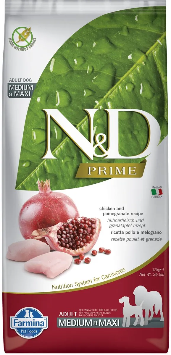 Farmina N&D Prime Adult Medium & Maxi Kip & Granaatappel 12kg