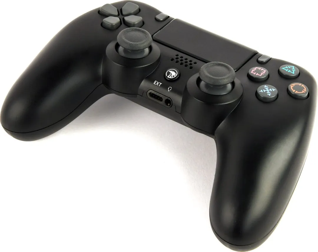 GMB Gaming Draadloze Game Controller voor PS4 en PC - Dual Vibration, LED Lichtbalk, Ergonomisch Ontwerp voor Comfortabel en Realistisch Spel, Zwart