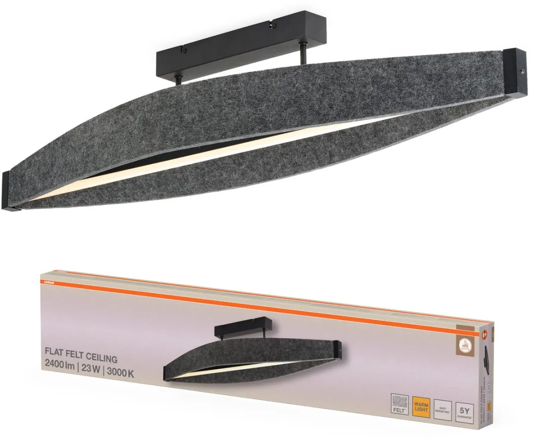 Osram Decor Flat Felt LED Plafondlamp 23W 3000K - Donkergrijs