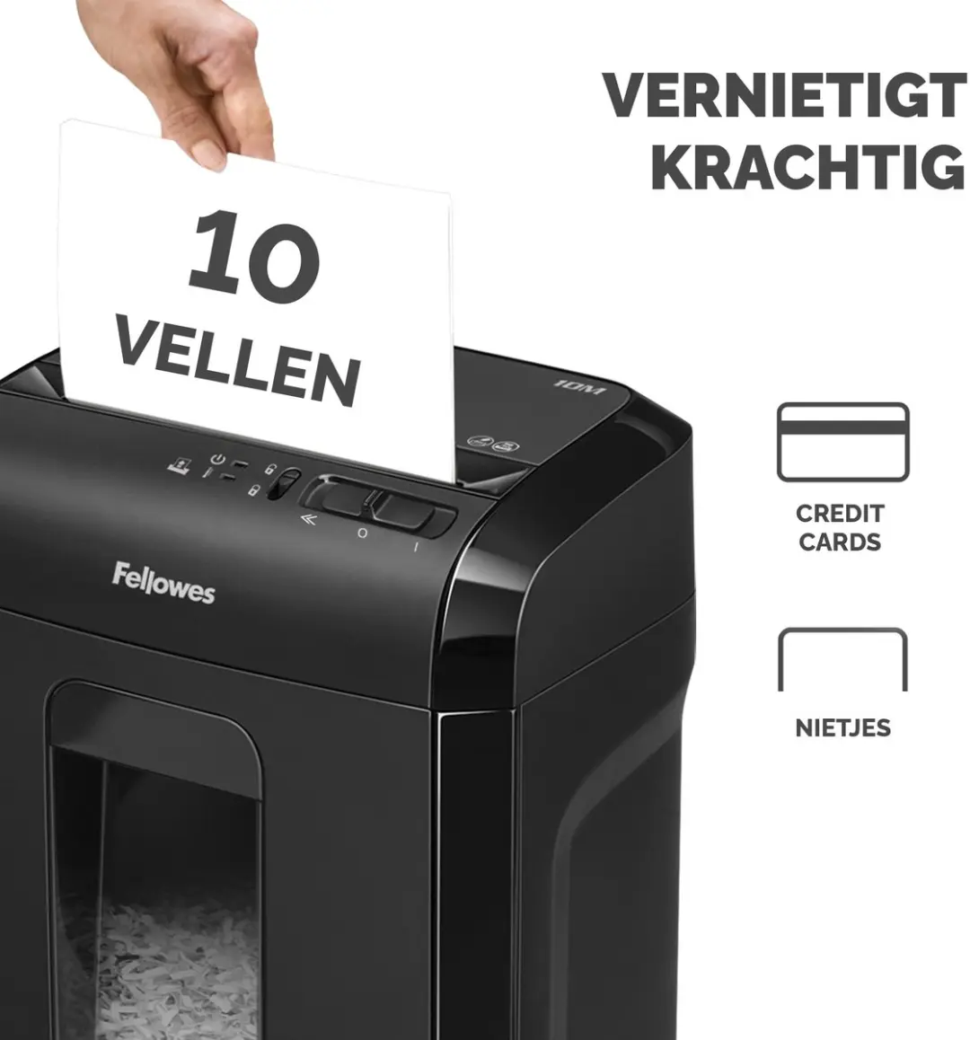 Fellowes PowerShred 10M 4630601 Papiervernietiger - Rood - afbeelding 5 van 6