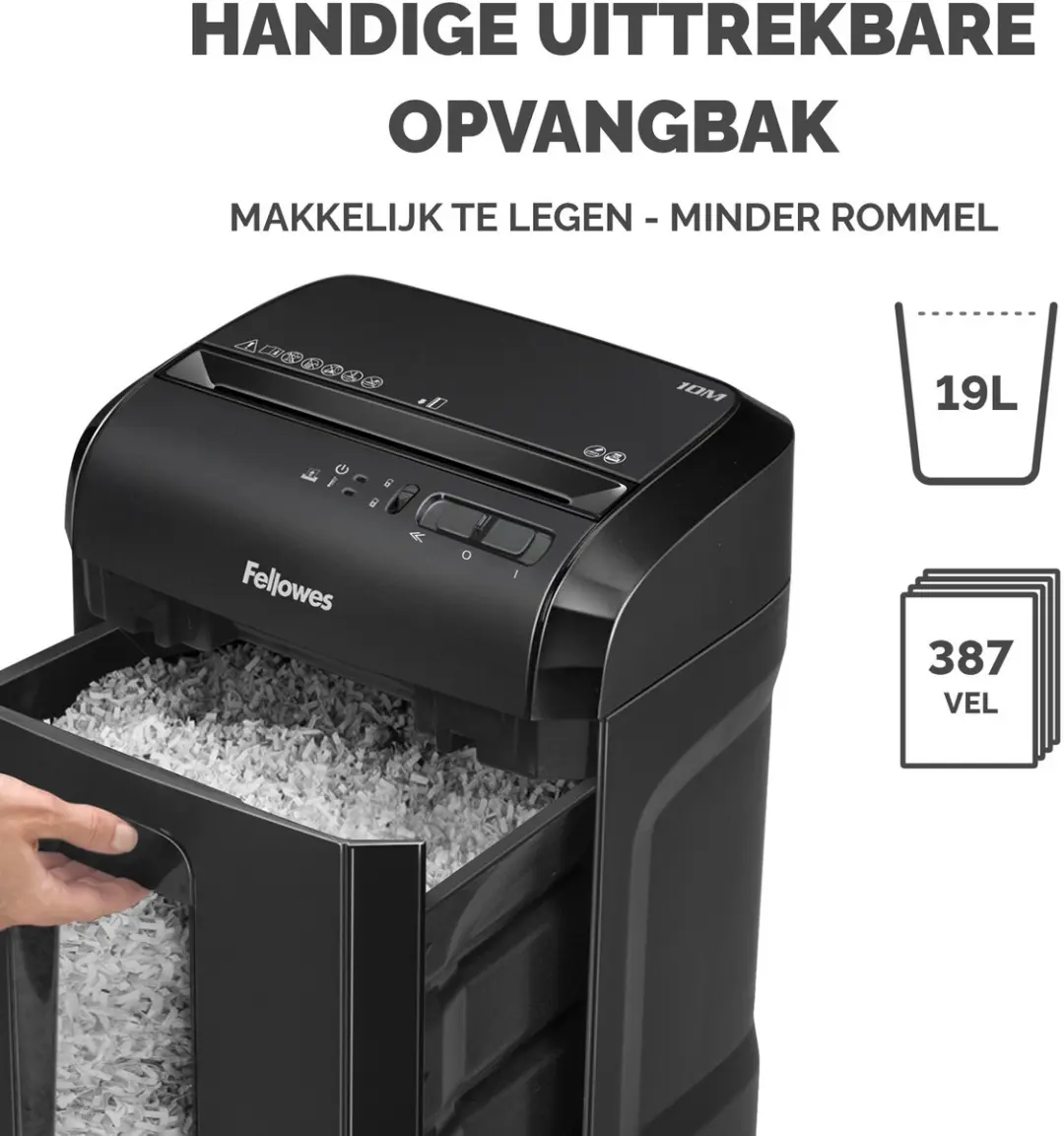 Fellowes PowerShred 10M 4630601 Papiervernietiger - Rood - afbeelding 6 van 6