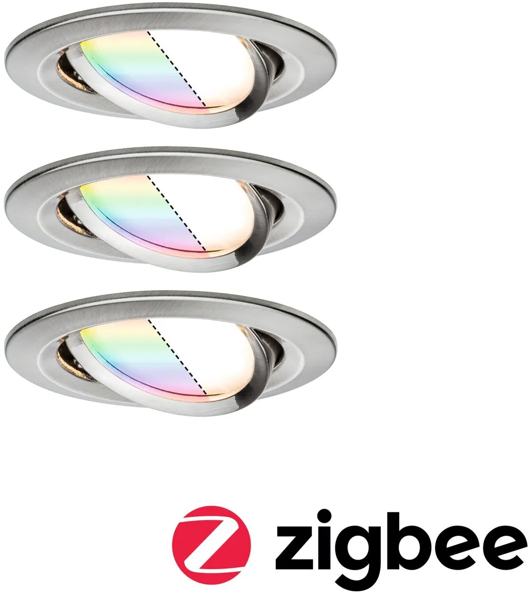 Paulmann Nova Plus Zigbee 3.0 LED-inbouwlamp Coin 3x5,2W - 1200lm - RGBW+ - Staal geborsteld