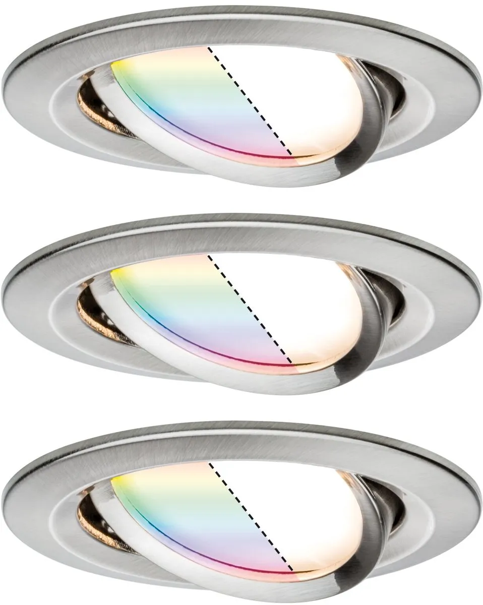Paulmann Nova Plus Zigbee 3.0 LED-inbouwlamp Coin 3x5,2W - 1200lm - RGBW+ - Staal geborsteld