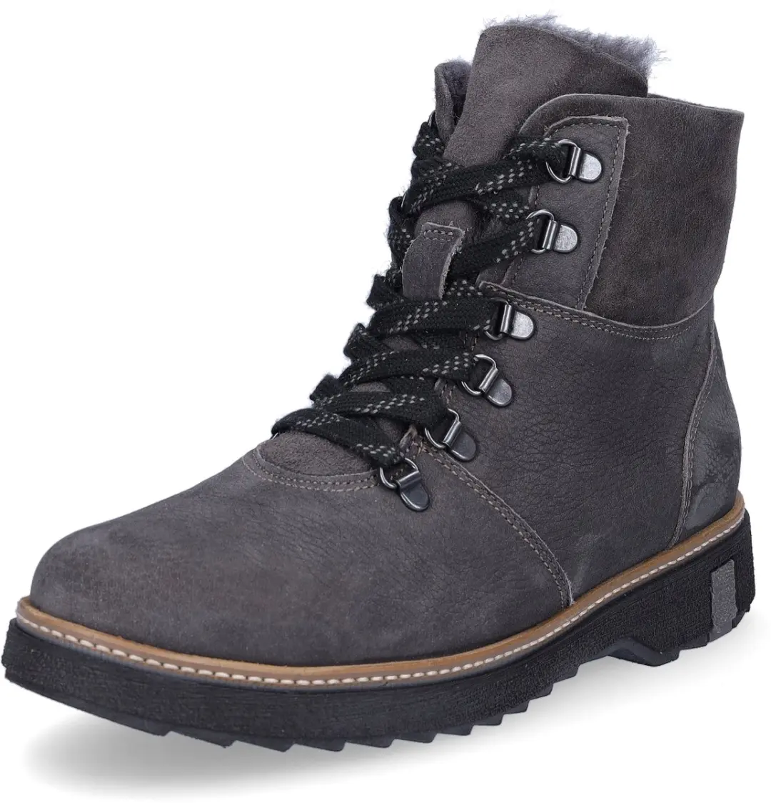 Waldläufer dames leren veterboot grijs 7.5