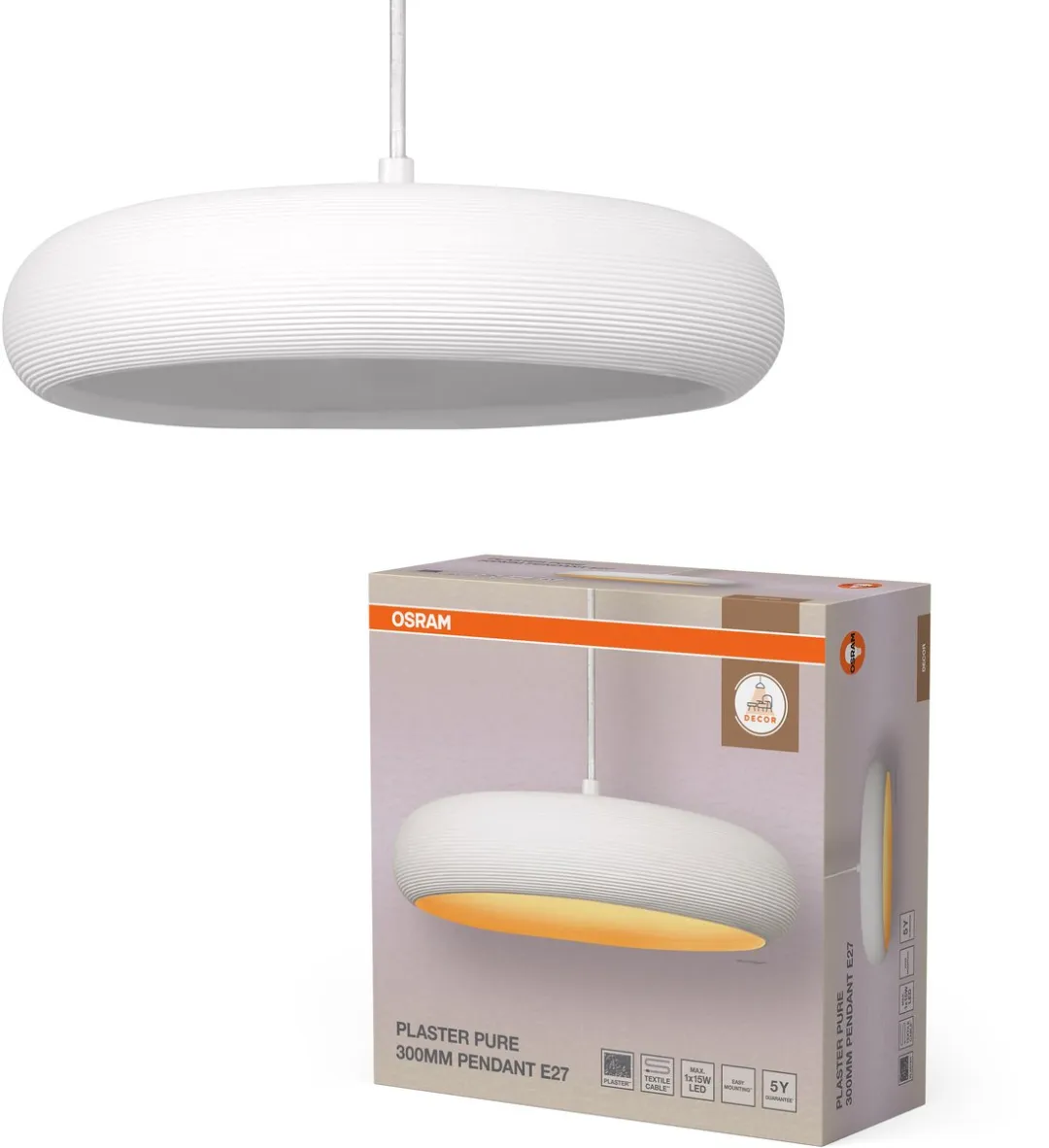 Osram Decor Plaster Pure Gips Hanglamp 298mm - Wit