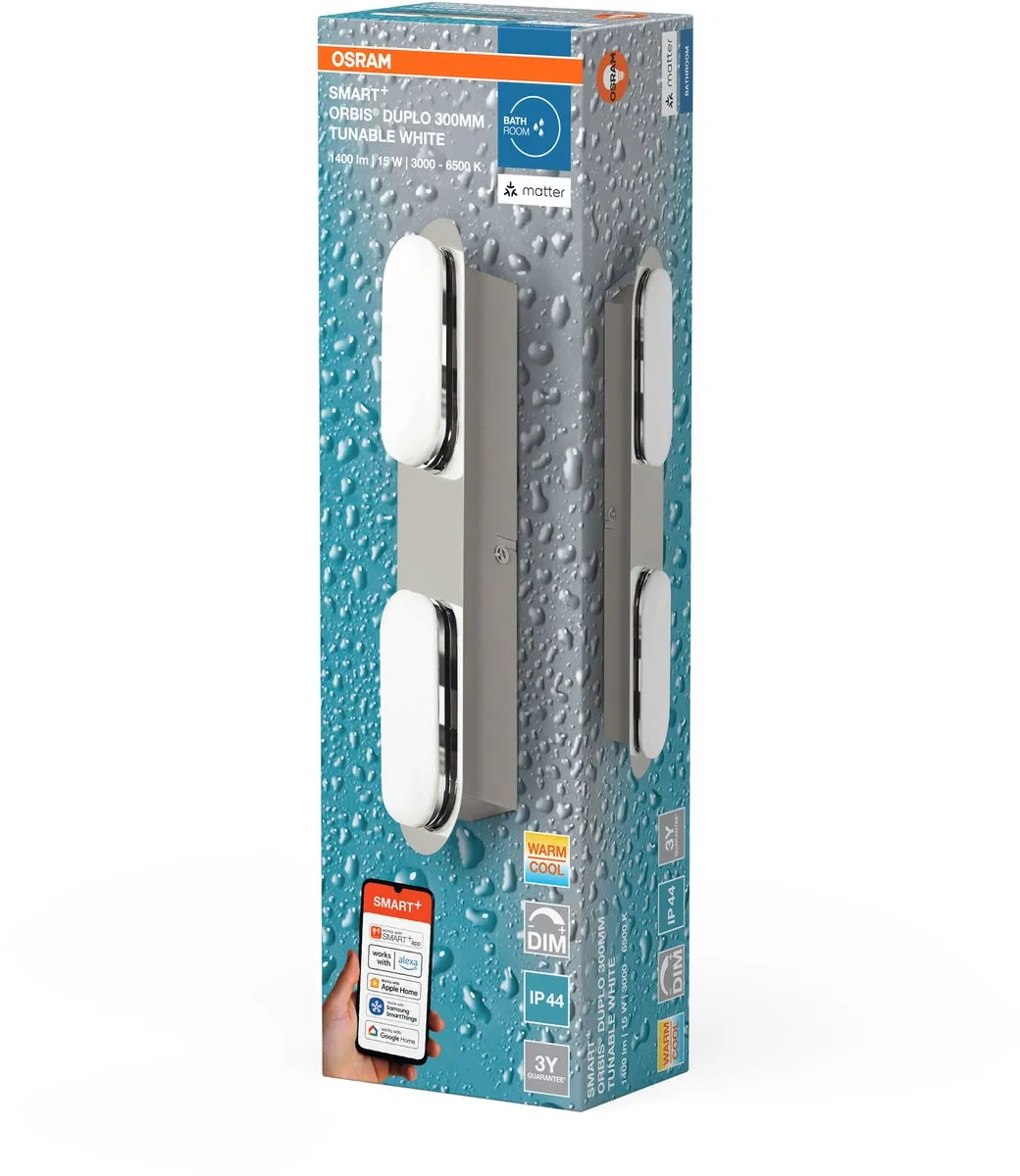 Osram SMART+ Matter Orbis Wandlamp IP44 15W 1100lm - Zilver - afbeelding 6 van 6