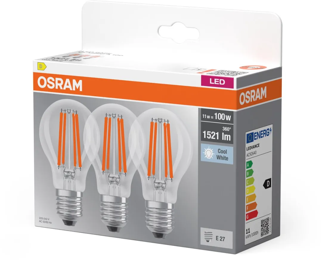 Osram LED-lamp E27 11W Neutraalwit - 3 Stuks