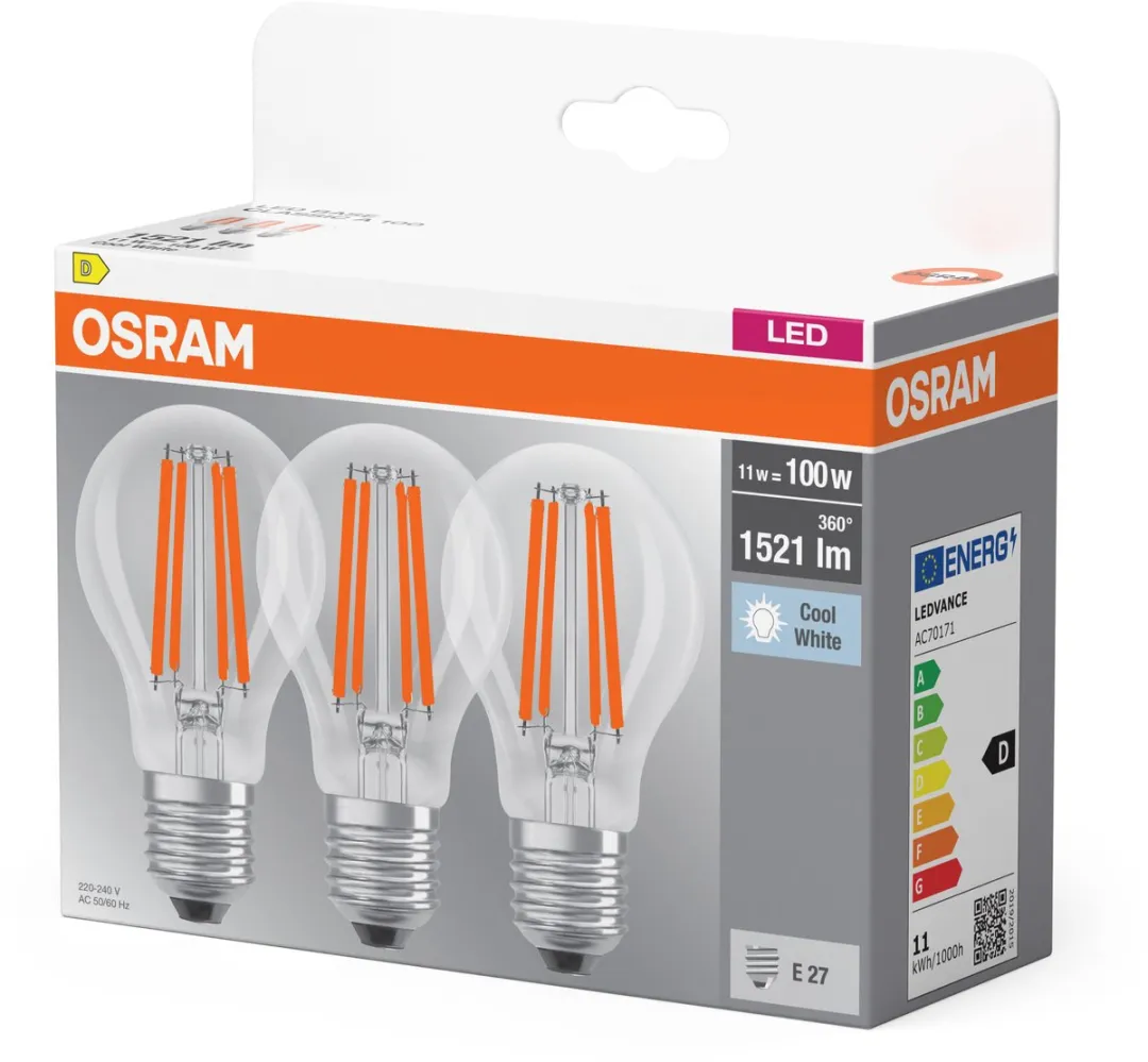 Osram LED-lamp E27 11W Neutraalwit - 3 Stuks