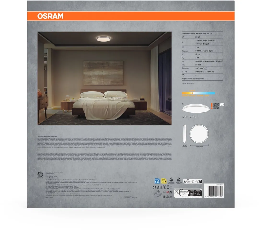 Osram Orbis Dublin LED Plafondlamp 390mm - 24W 2700lm - Zilver