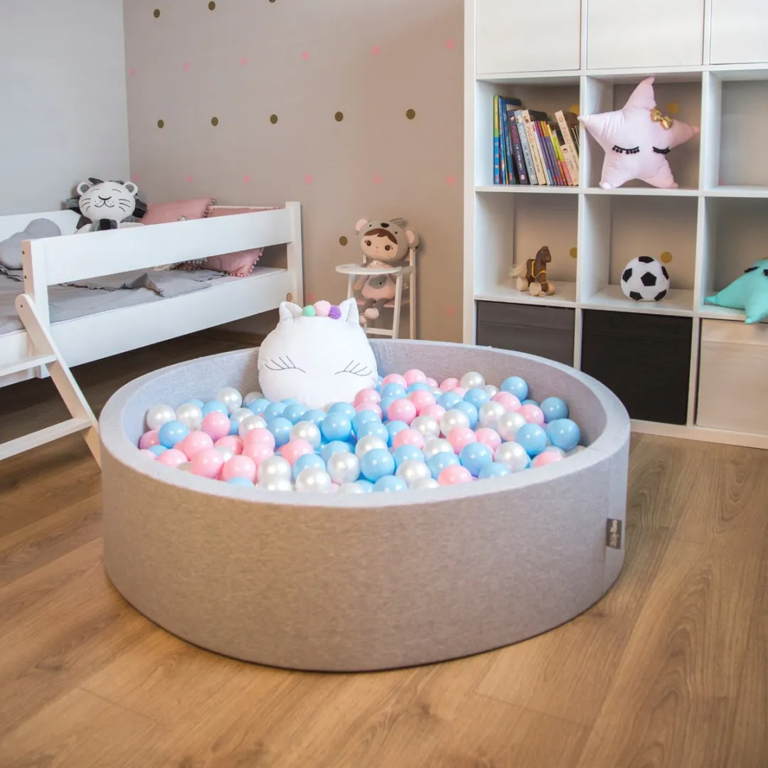 KiddyMoon Ballenbakballen 100 Stuks Ø7cm - babyblauw/paarsroze/parelmoer