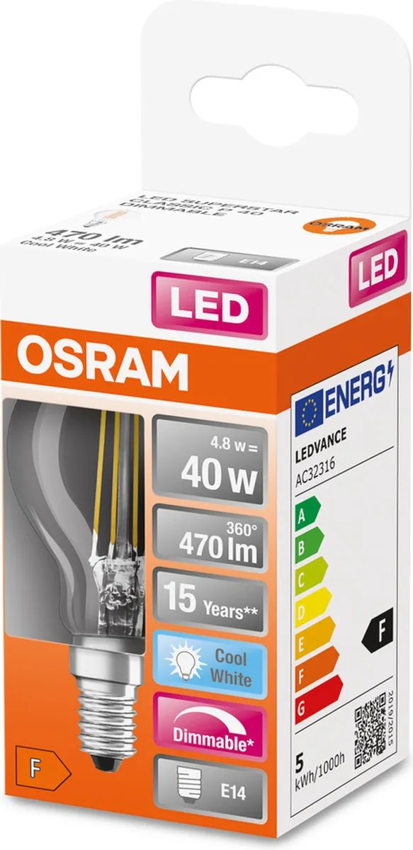 Osram LED Classic P45 E14 5W 470lm - Helder