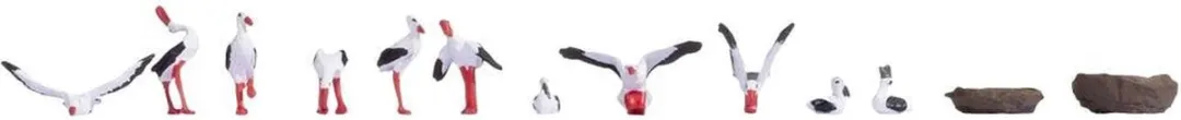 Noch H0 Ooievaars Figuren Kant-en-klaar Model - Zwart/Wit/Rood/Bruin