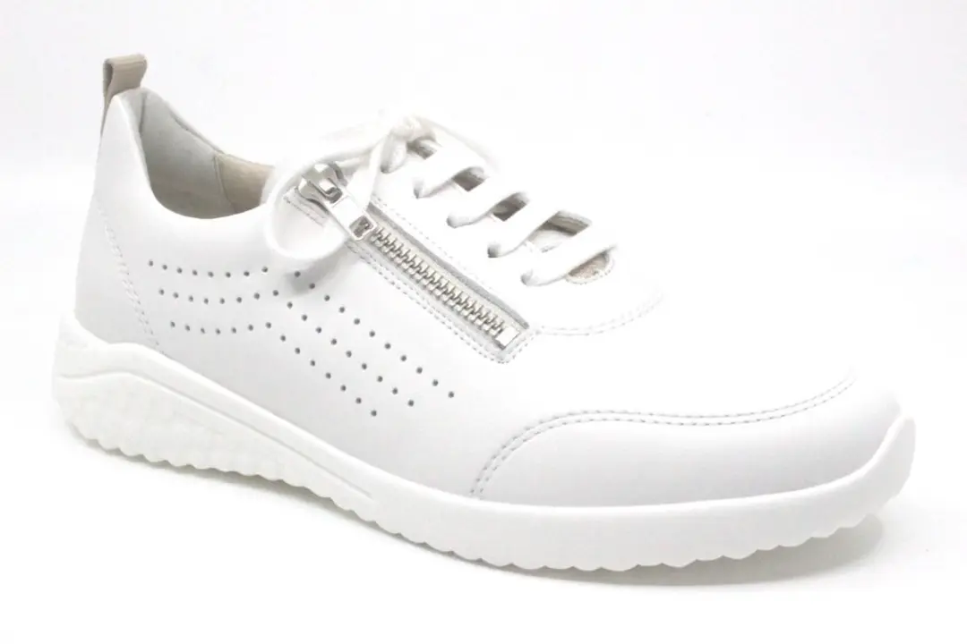 Solidus, 52014 10234, Witte dames sneaker met rits en uitneembaar voetbed wijdte