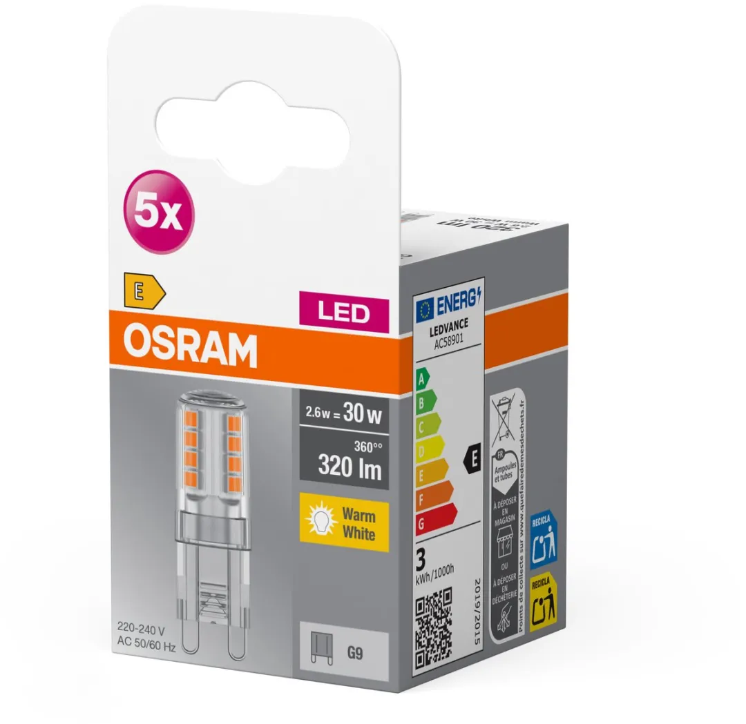 Osram LED-lamp G9 2.6W Warmwit - 5 Stuks