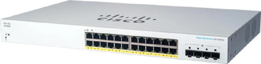 Cisco CBS220-24P-4G-EU Switch - 24 PoE-poorten Wit