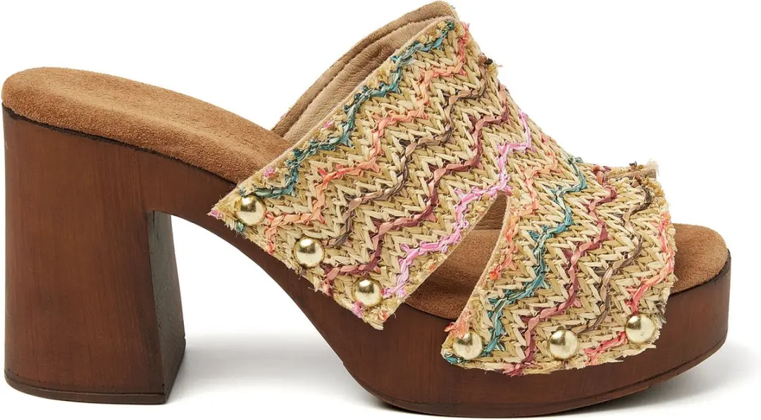 Lazamani Elena Raffia Dames Clogs Multi Maat 42