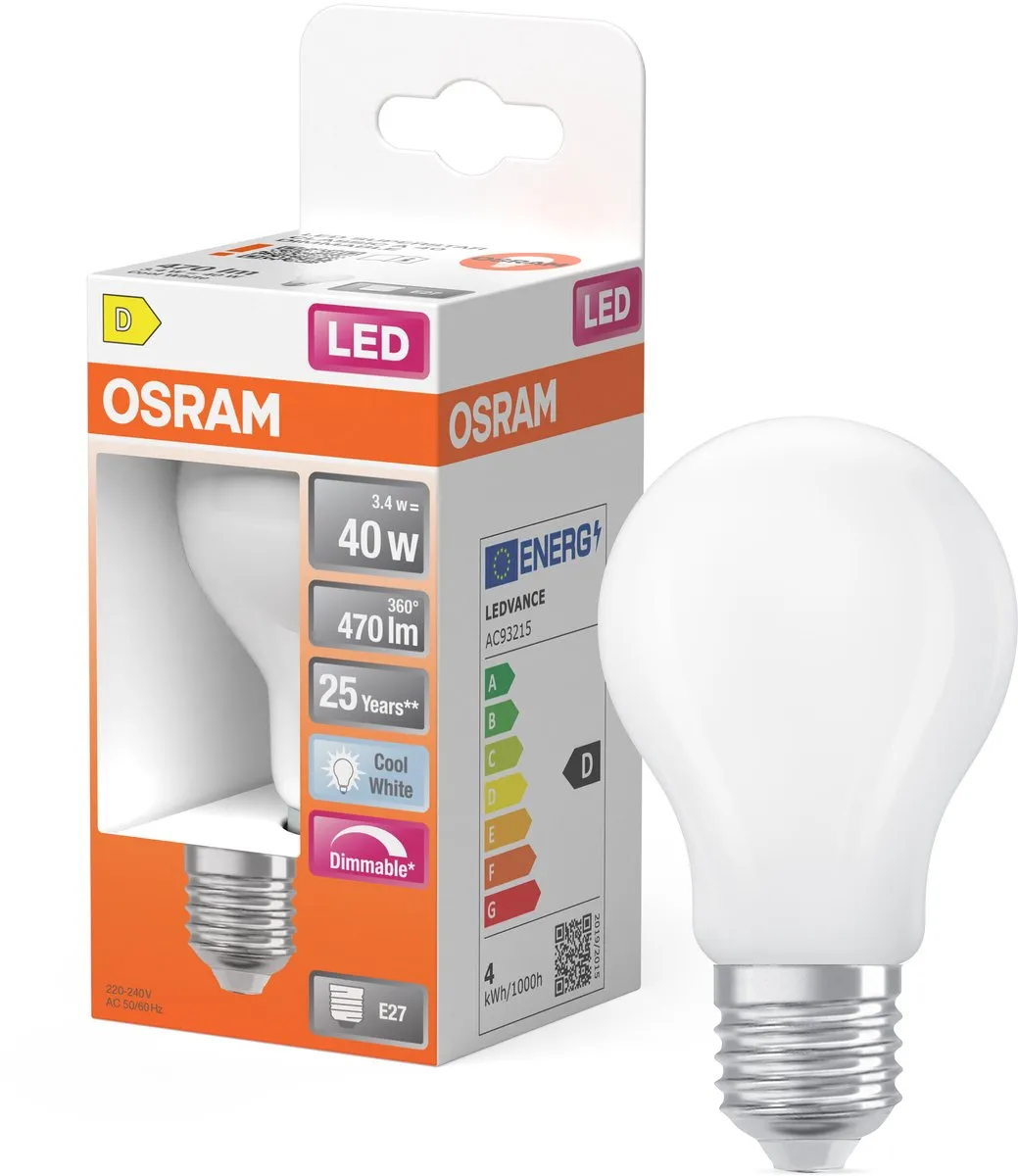 Osram LED Superstar A40 Filament 3,4W - 470lm E27 Mat