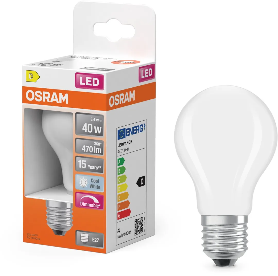 Osram LED Superstar A40 Filament 3,4W - 470lm E27 Mat