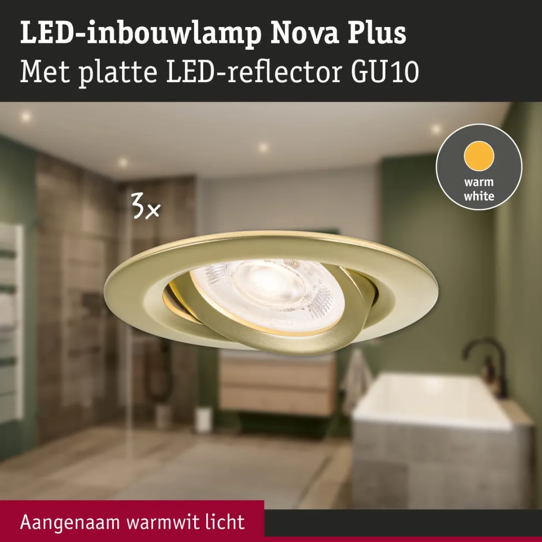 Paulmann Nova Plus GU10 LED-inbouwlamp 3x550lm 2700K - Goud mat